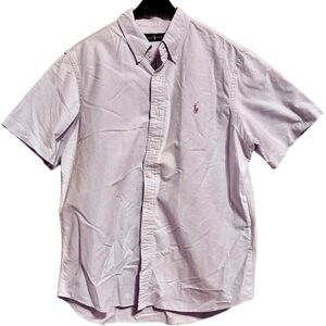 Ralph Lauren button up shirt pale light lavender polo rugby embroidered logo XL